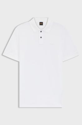 Polo de piqu&eacute; de algod&oacute;n con detalle de logo, Blanco