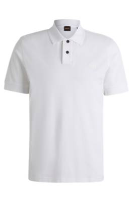 Hugo Boss Cotton-piqué Polo Shirt With Logo Print In White