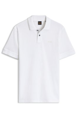 Boss Uomo Bianco Polo In Maglia Di Cotone
