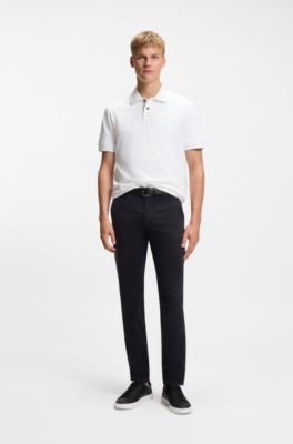 Cotton-piqu&eacute; polo shirt with logo detail, White