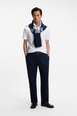Knit polo shirt in cotton, White