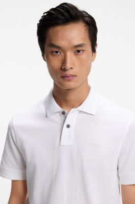 Knit polo shirt in cotton, White