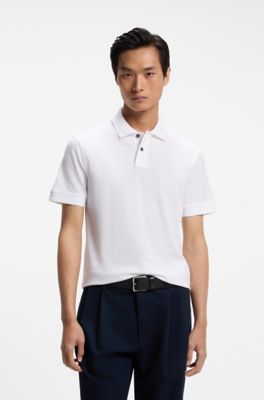 Knit polo shirt in cotton, White
