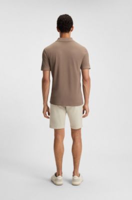 Cotton-piqu&eacute; polo shirt with logo detail, Light Brown