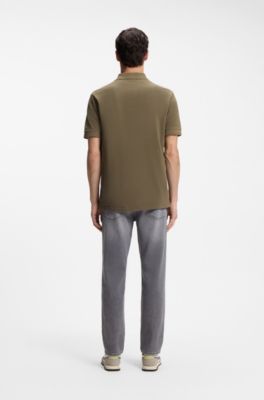 Polo en piqu&eacute; de coton avec logo imprim&eacute;, Olive