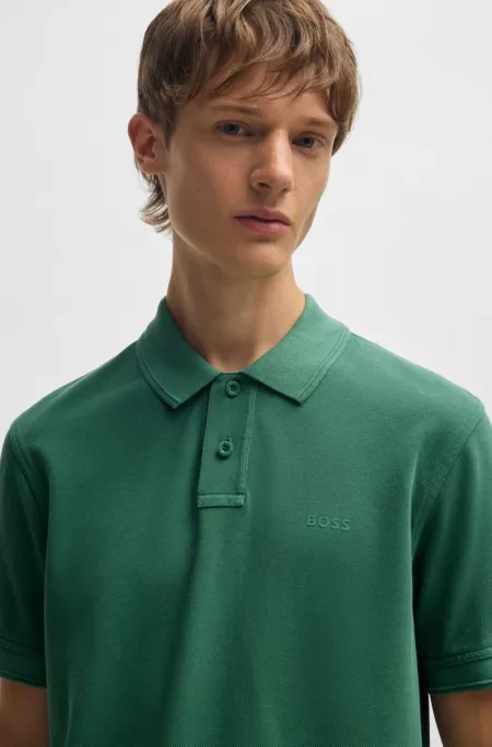 Cotton-piqué polo shirt with logo print