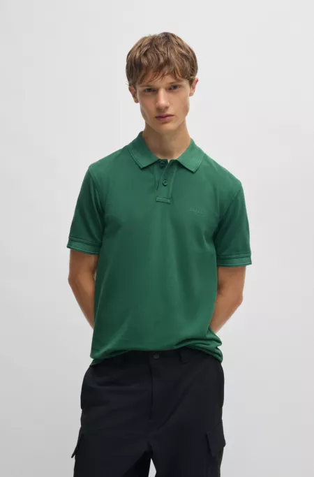 Cotton-piqué polo shirt with logo print