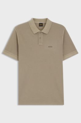 Poloshirt i bomuldspiqu&eacute; med logo, Lysebrun