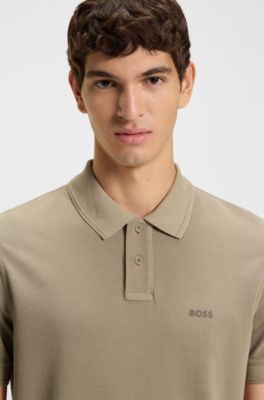 Poloshirt i bomuldspiqu&eacute; med logo, Lysebrun