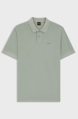 Cotton-piqu&eacute; polo shirt with logo detail, Light Green