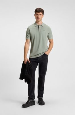 Cotton-piqu&eacute; polo shirt with logo detail, Light Green