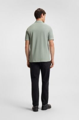 Cotton-piqu&eacute; polo shirt with logo detail, Light Green