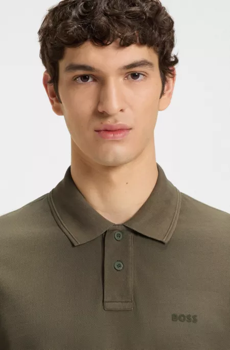Cotton-piqué polo shirt with logo print