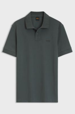 Cotton-piqu&eacute; polo shirt with logo detail, Dark Green