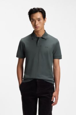 Poloshirt aus Baumwoll-Piqu&eacute; mit Logo-Detail, Dunkelgr&uuml;n