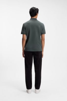 Knit polo shirt in cotton, Dark Green