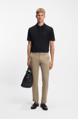 Cotton-piqu&eacute; polo shirt with logo print, Dark Blue