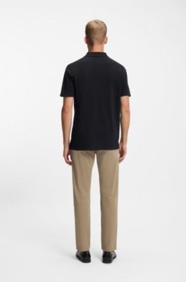 Cotton-piqu&eacute; polo shirt with logo print, Dark Blue