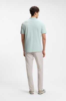 Cotton-piqu&eacute; polo shirt with logo print, Light Blue