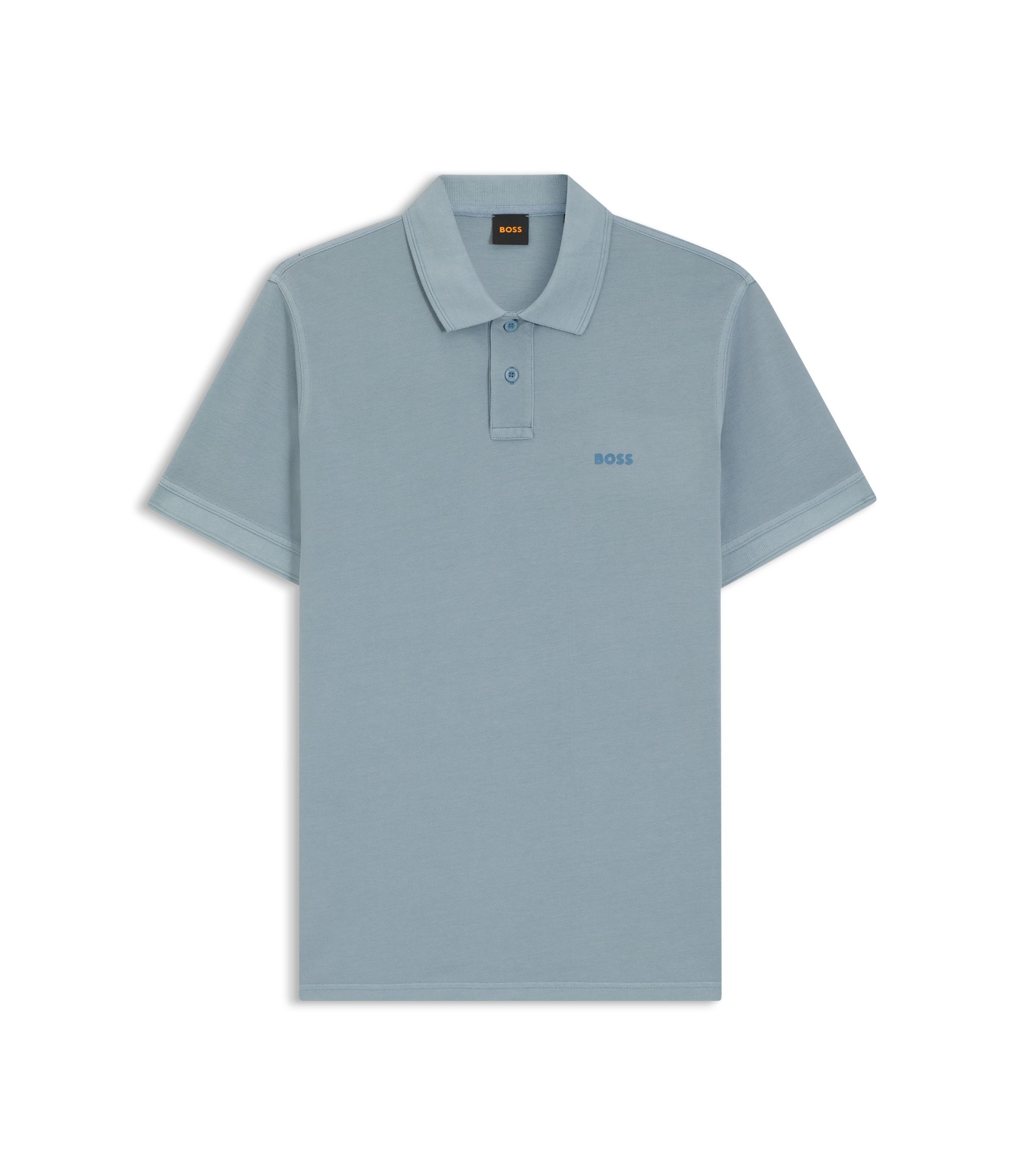 BOSS - Cotton-piqué polo shirt with logo detail - Light Blue