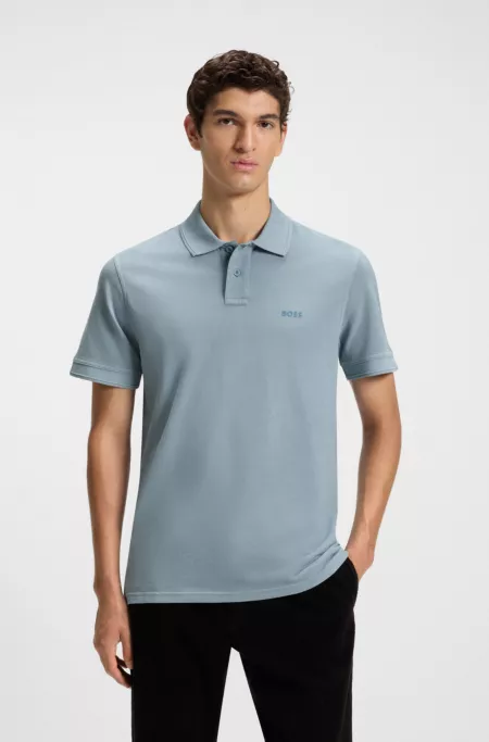 Polo en piqué de coton avec logo imprimé