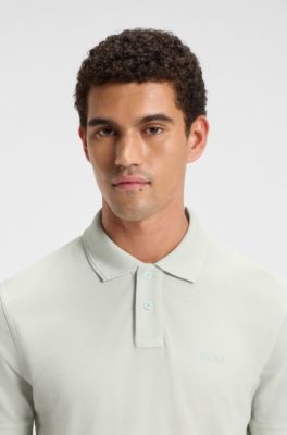 Cotton-piqu&eacute; polo shirt with logo detail, Light Blue