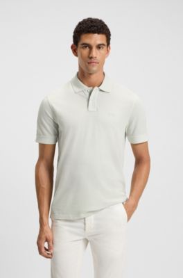 Cotton-piqu&eacute; polo shirt with logo detail, Light Blue