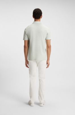 Cotton-piqu&eacute; polo shirt with logo detail, Light Blue
