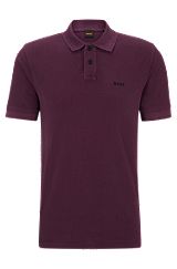 Cotton-piqué polo shirt with logo print, Dark Purple