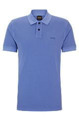Cotton-piqué polo shirt with logo print, Purple