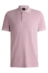 Cotton-piqué polo shirt with logo print, Light Purple