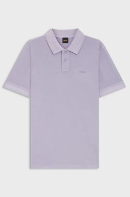Cotton-piqu&eacute; polo shirt with logo detail, Light Purple