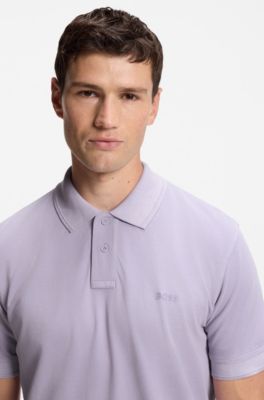 Cotton-piqu&eacute; polo shirt with logo detail, Light Purple