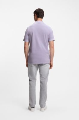 Cotton-piqu&eacute; polo shirt with logo detail, Light Purple