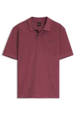 Cotton-piqu&eacute; polo shirt with logo detail, Dark Red