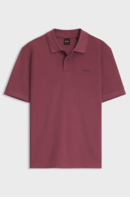 Cotton-piqu&eacute; polo shirt with logo detail, Dark Red