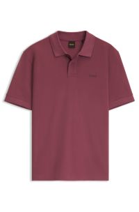 Cotton-piqu&eacute; polo shirt with logo detail, Dark Red