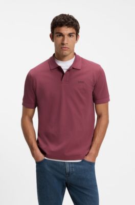 Knit polo shirt in cotton, Dark Red
