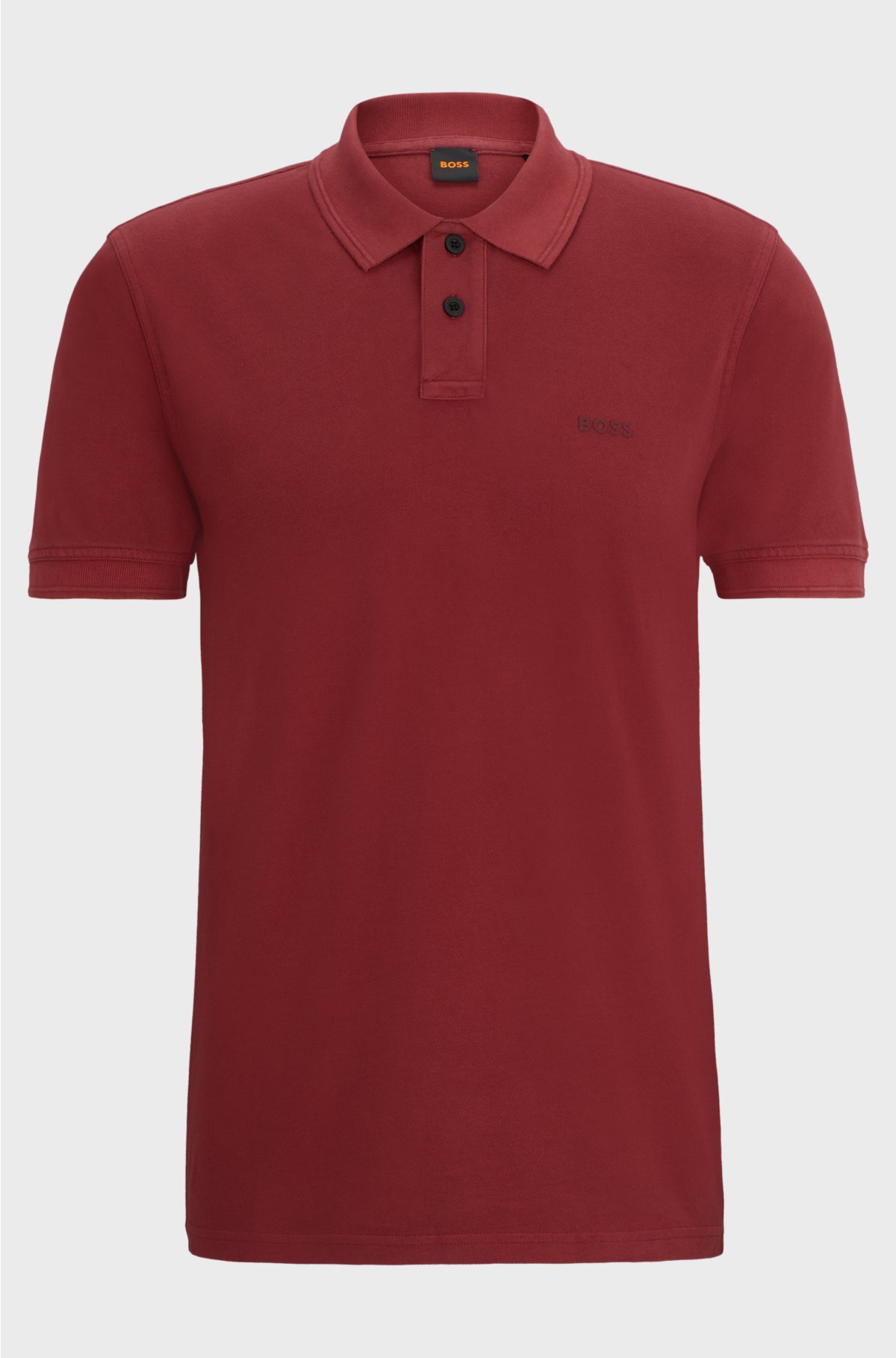 Cotton-piqué polo shirt with logo print, Dark Red