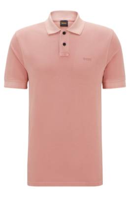 Hugo Boss Cotton-piqué Polo Shirt With Logo Print In Pink