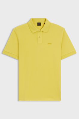 Cotton-piqu&eacute; polo shirt with logo detail, Yellow