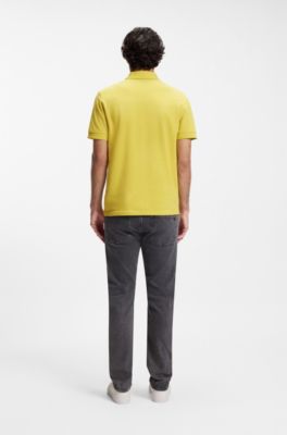 Polo in piqu&eacute; di cotone con logo, Giallo