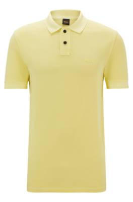 Hugo Boss Cotton-piqué Polo Shirt With Logo Print In Yellow