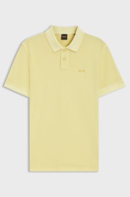 Cotton-piqu&eacute; polo shirt with logo print, Light Yellow
