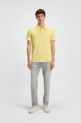 Cotton-piqu&eacute; polo shirt with logo detail, Light Yellow