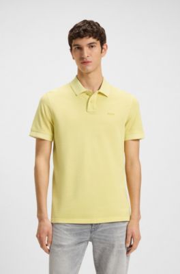 Cotton-piqu&eacute; polo shirt with logo detail, Light Yellow