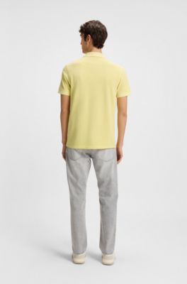 Cotton-piqu&eacute; polo shirt with logo print, Light Yellow