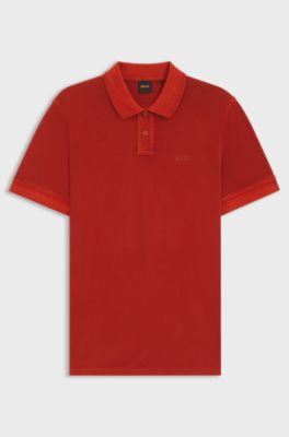 Koszulka polo z&nbsp;piki bawełnianej z&nbsp;detalem z&nbsp;logo, Czerwony