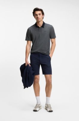 Cotton-piqu&eacute; polo shirt with logo print, Dark Grey