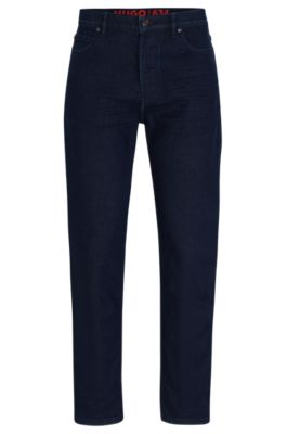 HUGO - Tapered-fit jeans in dark-blue comfort-stretch denim